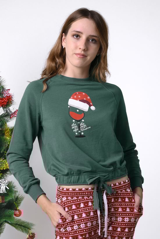 Women’s Santa Hat Tie-Front Christmas Pullover