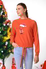 Women’s Santa Hat Tie-Front Christmas Pullover