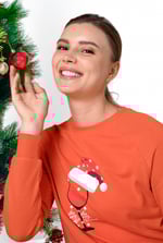 Women’s Santa Hat Tie-Front Christmas Pullover