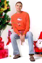 Women’s Santa Hat Tie-Front Christmas Pullover