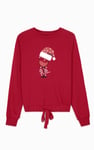 Women’s Santa Hat Tie-Front Christmas Pullover