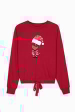 Women’s Santa Hat Tie-Front Christmas Pullover