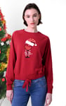 Women’s Santa Hat Tie-Front Christmas Pullover
