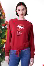 Women’s Santa Hat Tie-Front Christmas Pullover