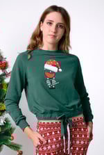 Women’s Santa Hat Tie-Front Christmas Pullover