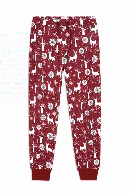 Womens Red Festive Print Joggers