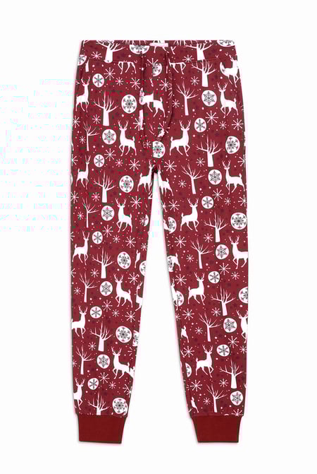 Womens Red Festive Print Joggers