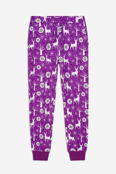 Womens Purple Festive Print Joggers
