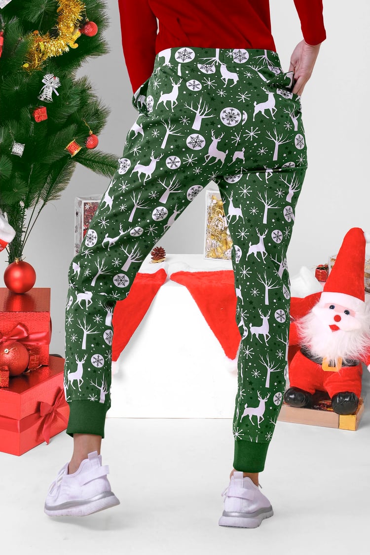 Womens Festive Print Joggers