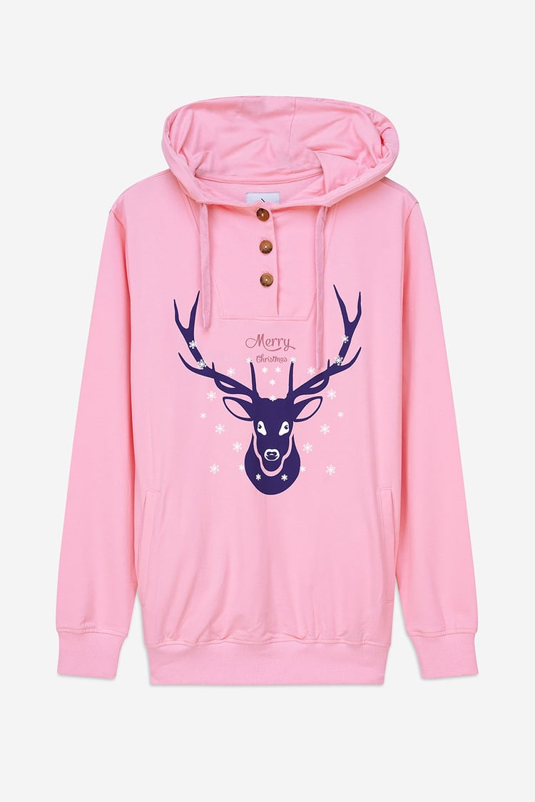 Womens Festive Reindeer Hoodie