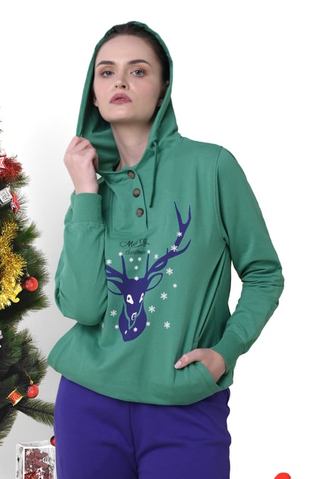 Womens Festive Reindeer Hoodie