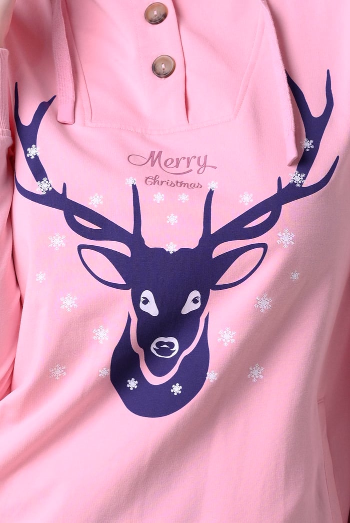 Womens Snow Deer Printed Hoodie