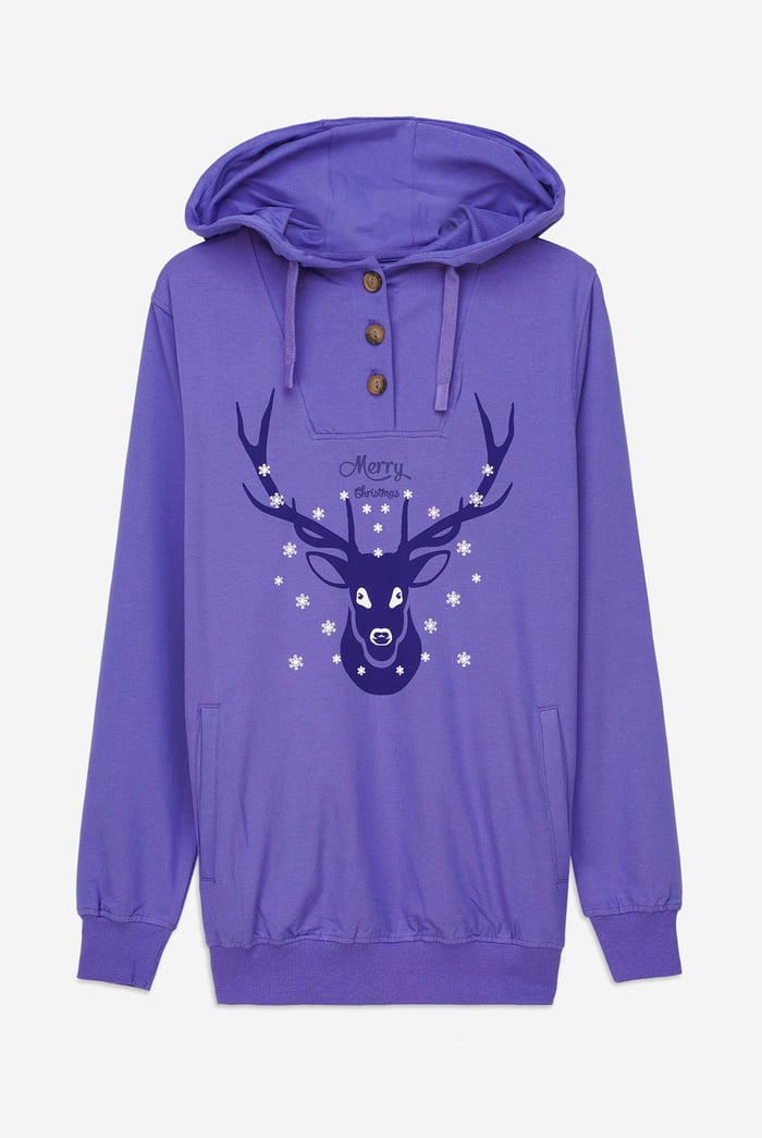 Womens Festive Reindeer Hoodie