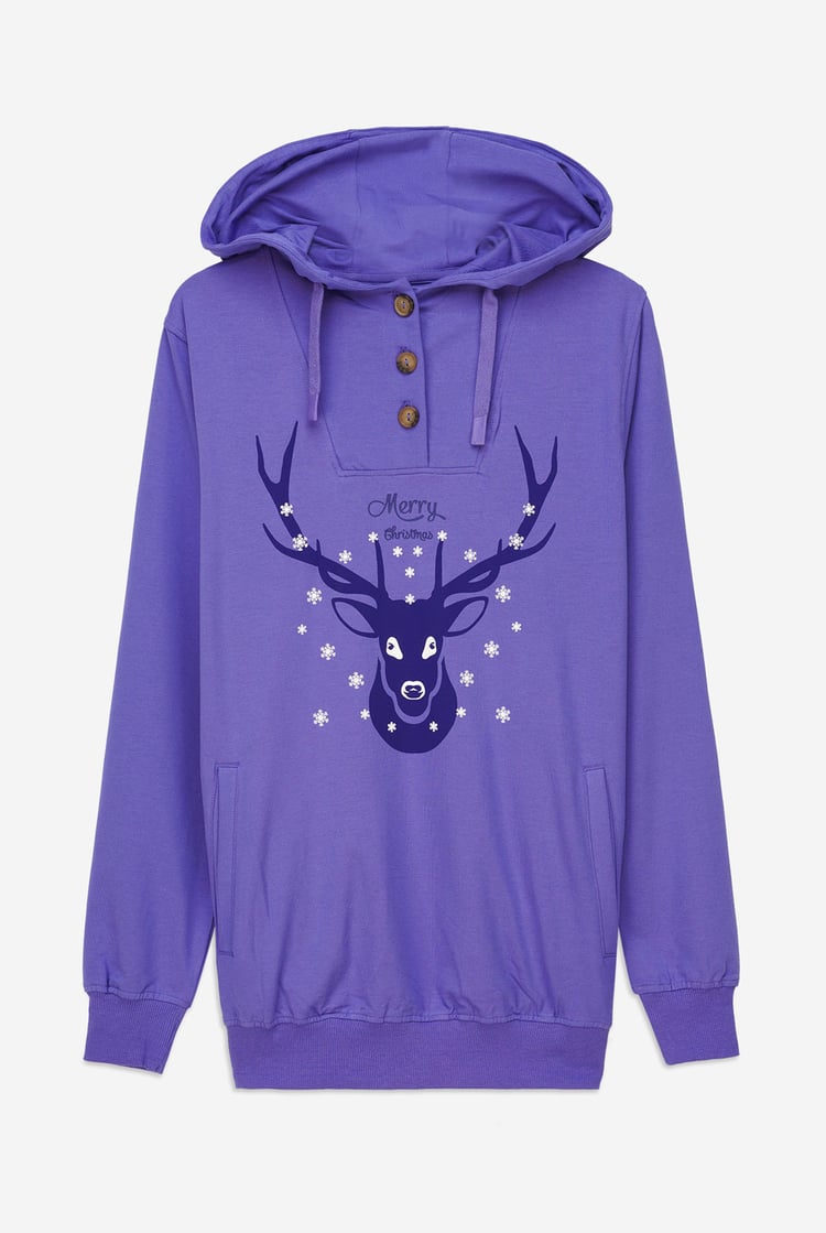 Womens Festive Reindeer Hoodie