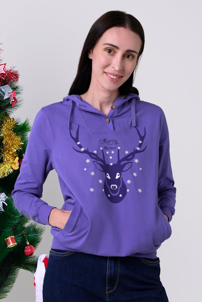Womens Festive Reindeer Hoodie