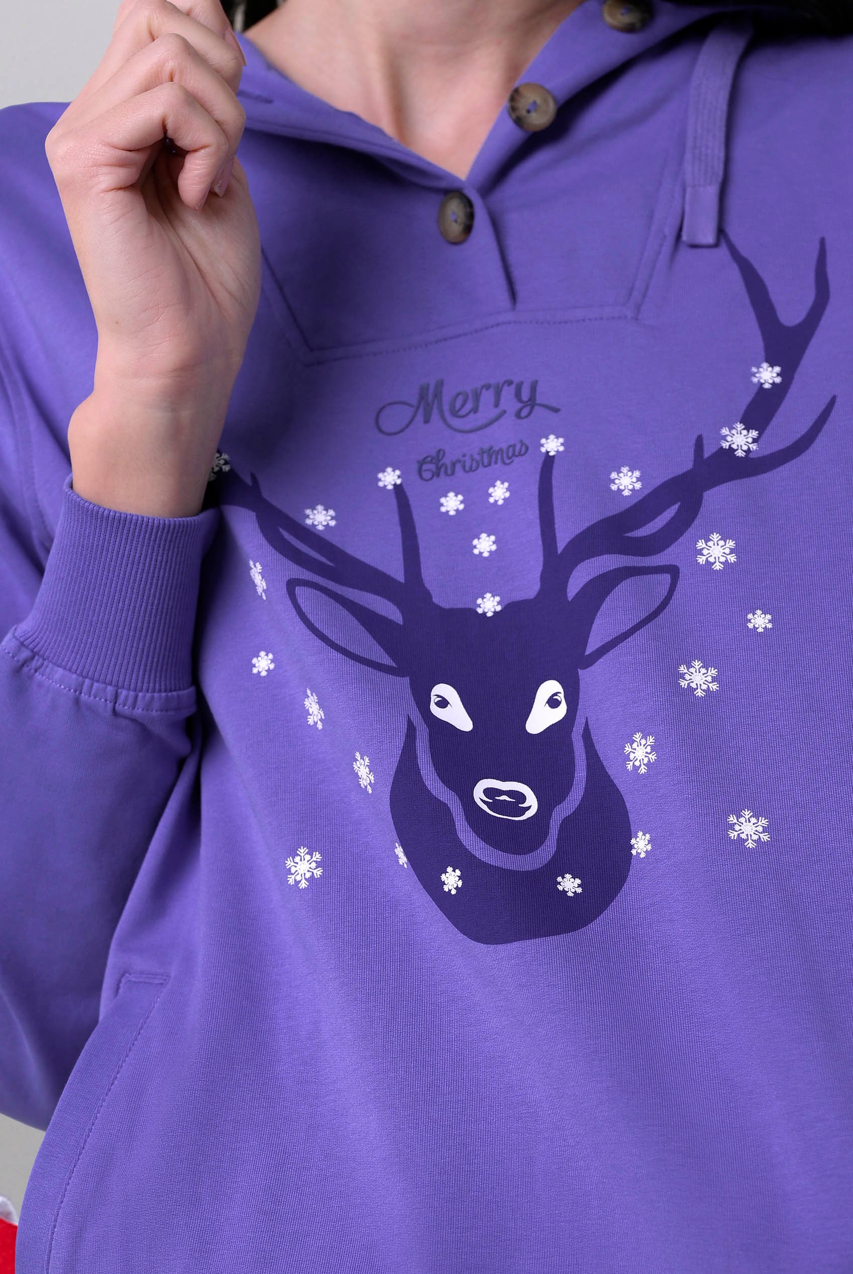 Womens Festive Reindeer Hoodie