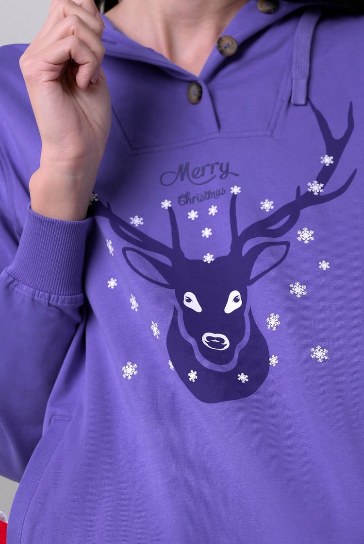 Womens Festive Reindeer Hoodie