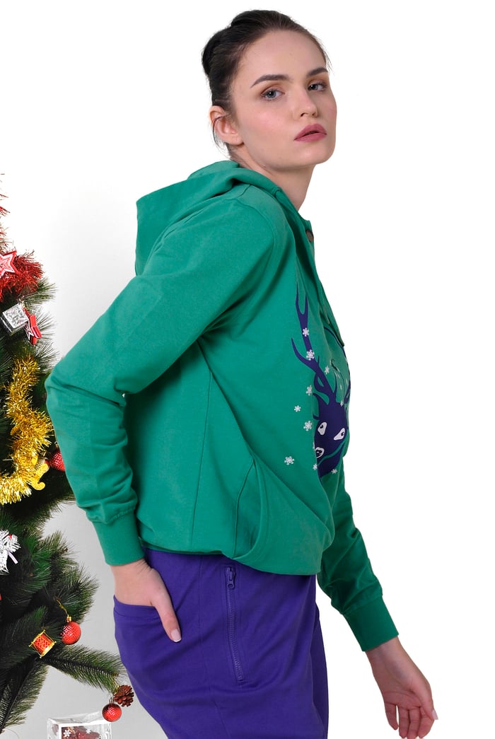 Womens Festive Reindeer Hoodie