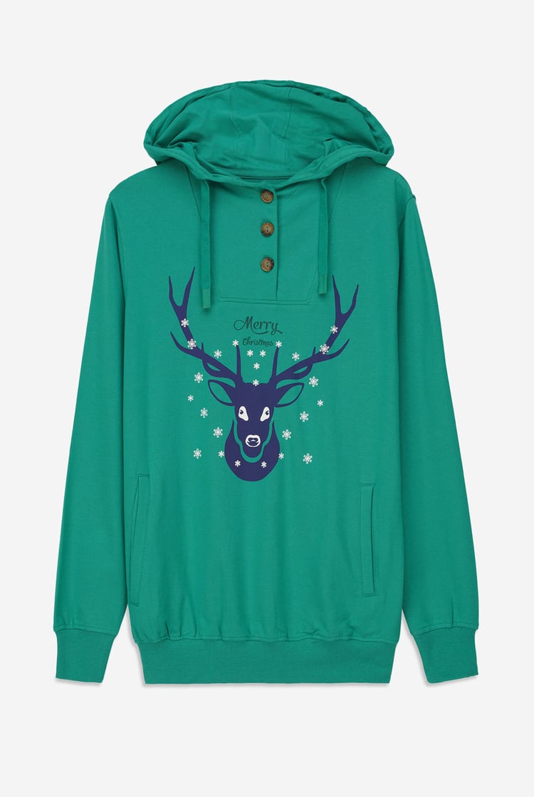 Womens Festive Reindeer Hoodie