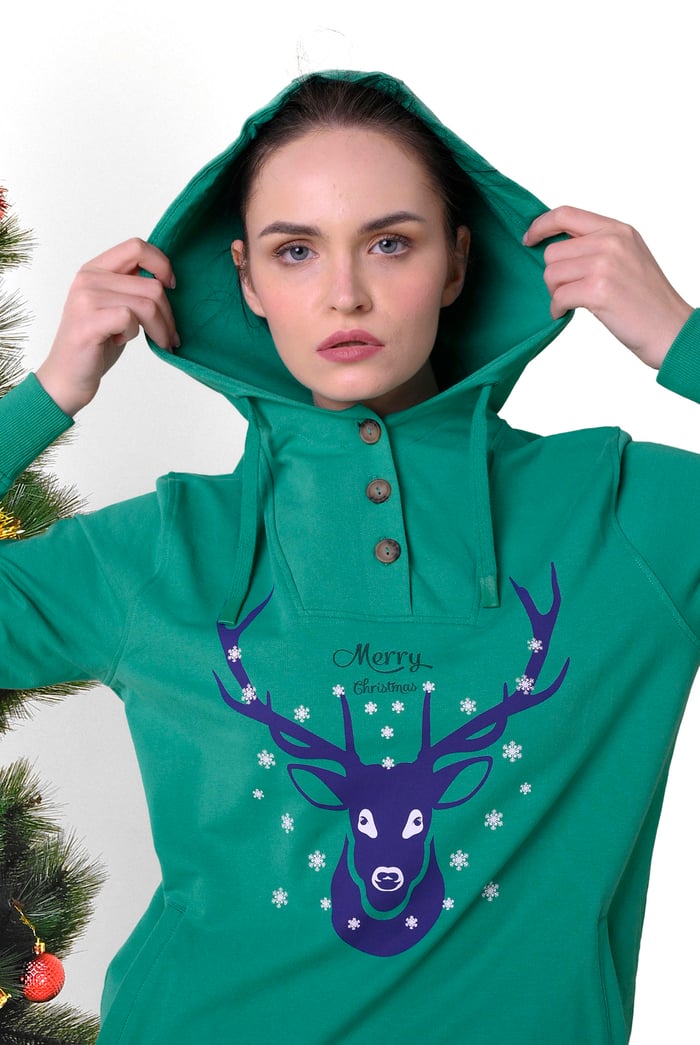 Womens Festive Reindeer Hoodie