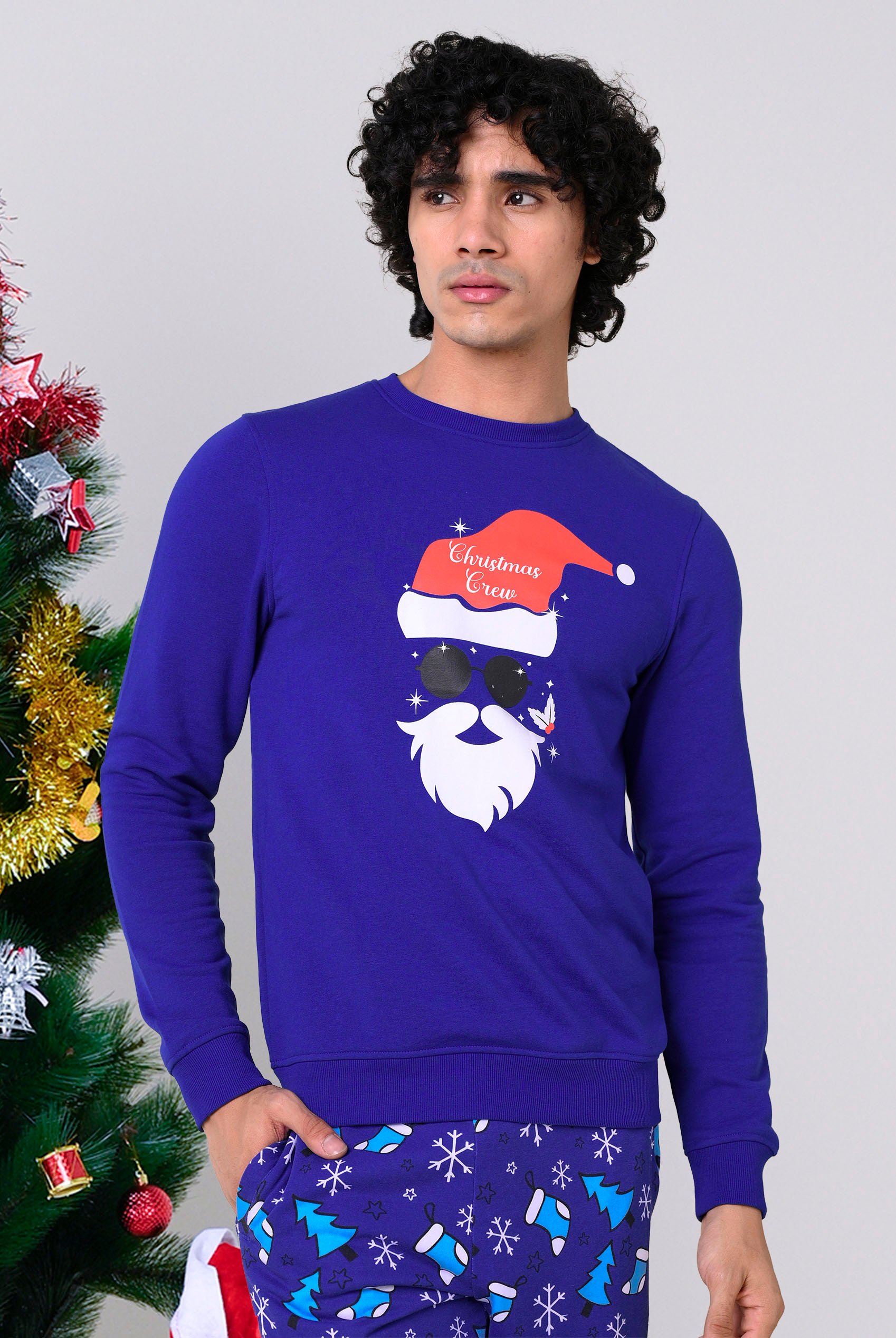 Mens Christmas Santa Print Sweatshirt