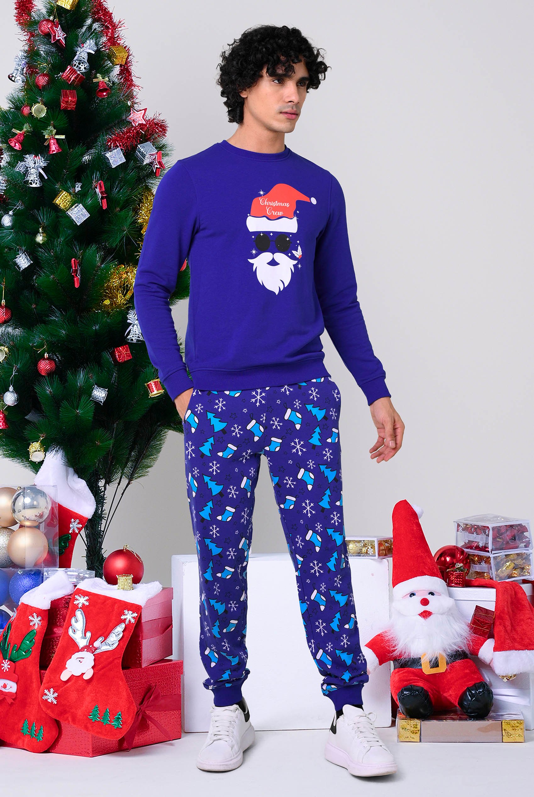 Mens Christmas Santa Print Sweatshirt