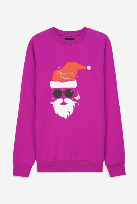 Mens Christmas Santa Print Fuchsia Sweatshirt