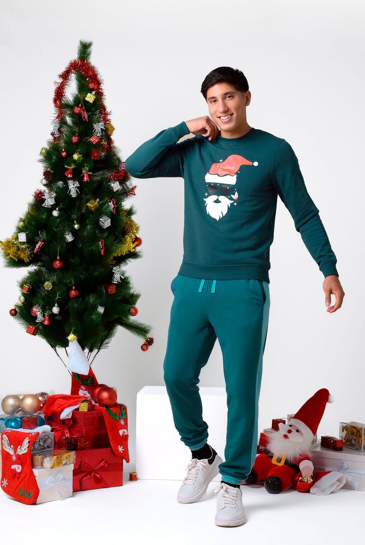 Mens Christmas Santa Print Sweatshirt