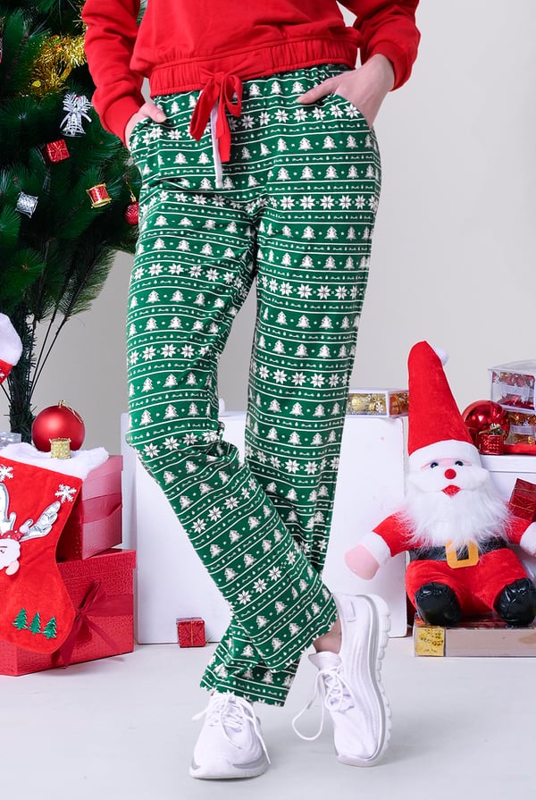 Womens Green Fair Isle Print Trouser