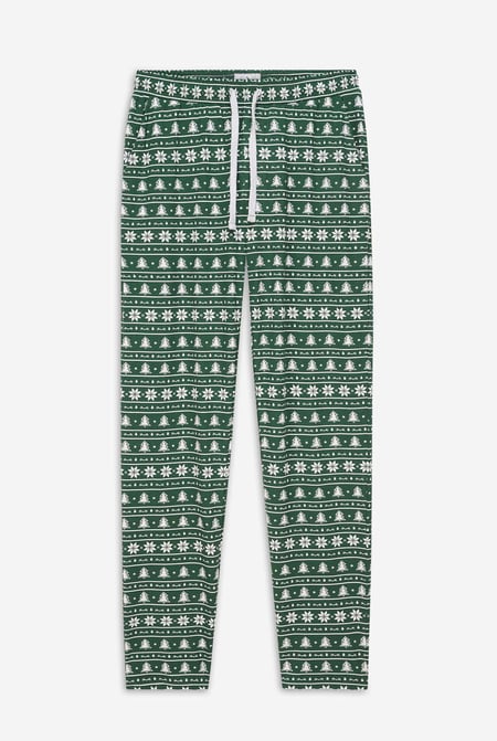 Womens Green Fair Isle Print Trouser