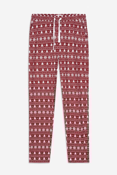 Womens Red Fair Isle Print Trouser
