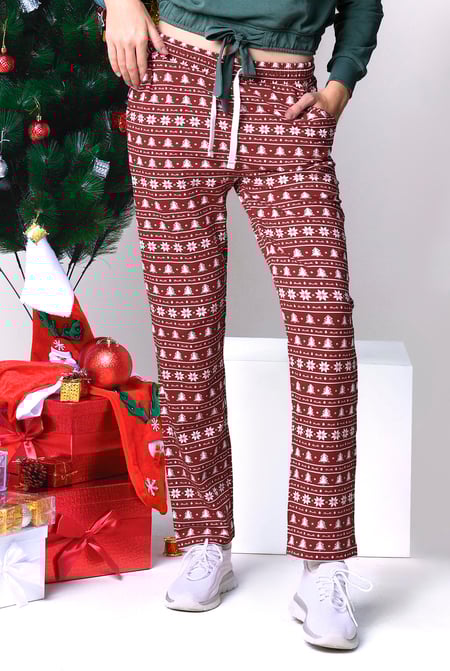 Womens Green Fair Isle Print Trouser