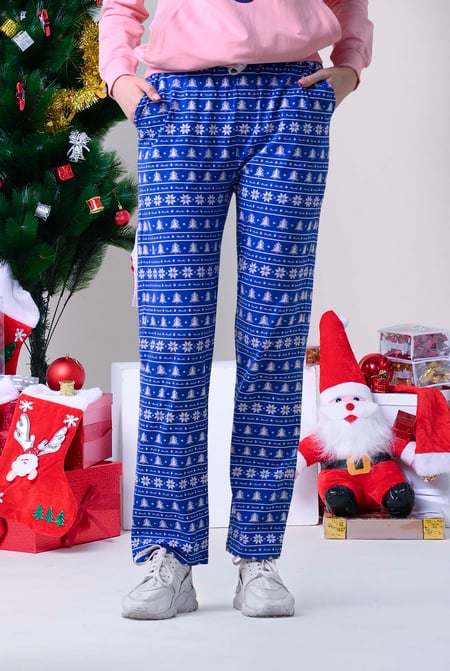 Womens Green Fair Isle Print Trouser