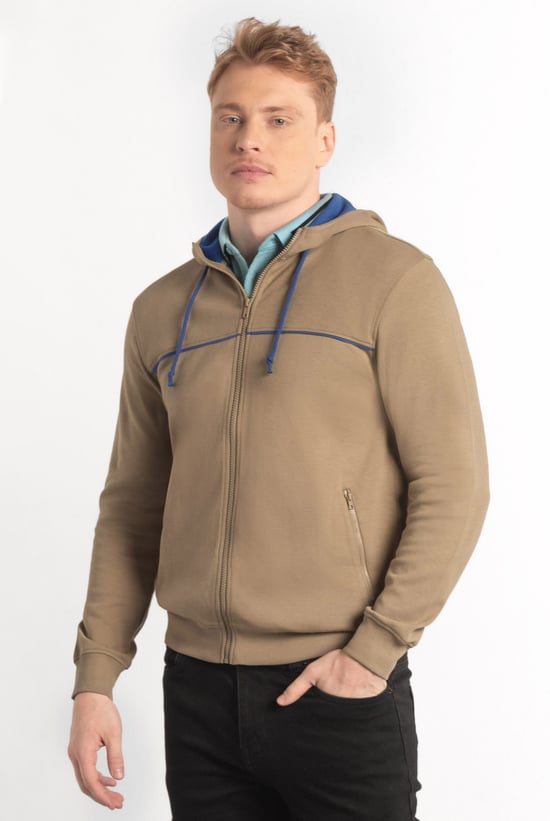 Heavy Jersey Zip Through Hoodie