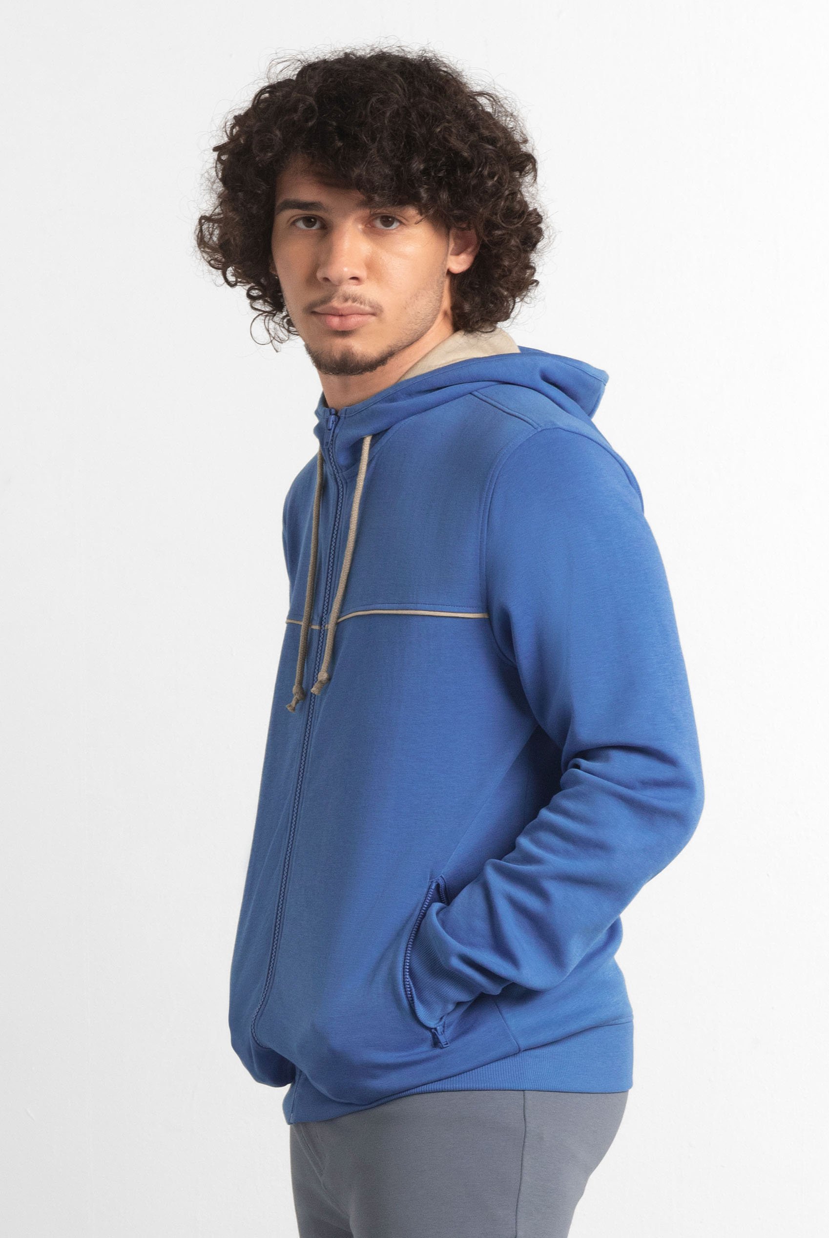 Heavy Jersey Zip Through Hoodie