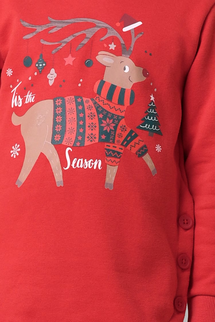 Girls Reindeer Print Christmas Hoodie (2yrs-9yrs)