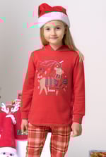 Girls Reindeer Print Christmas Hoodie (2yrs-9yrs)