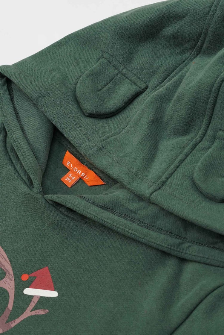 Girls Reindeer Print Christmas Hoodie (2yrs-9yrs)