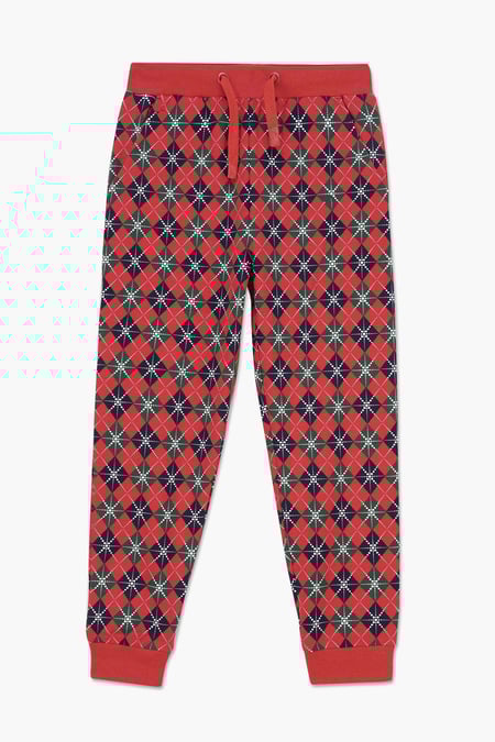 Boys Red Argyle Print Jogger (3yrs-9yrs)