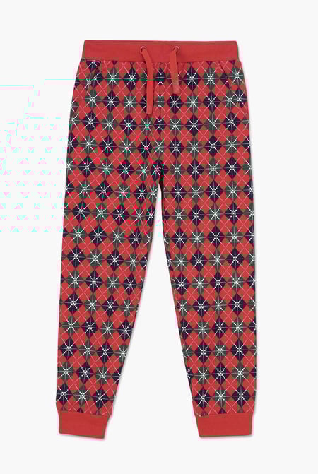 Boys Red Argyle Print Jogger (3yrs-9yrs)
