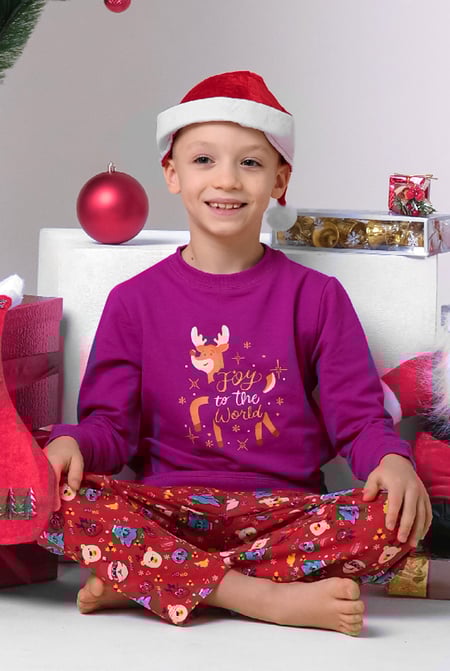 Pink Joy To The World Printed Sweatshirt (3yrs-9yrs)