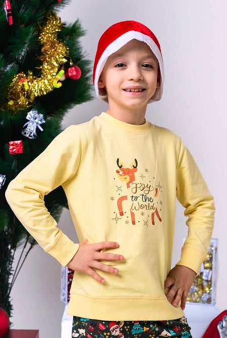 Blue Joy To The World Printed Sweatshirt (3yrs-9yrs)
