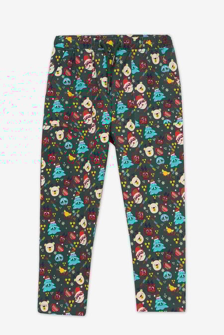 Boys Green Christmas Fun Print Trouser (3yrs-9yrs)