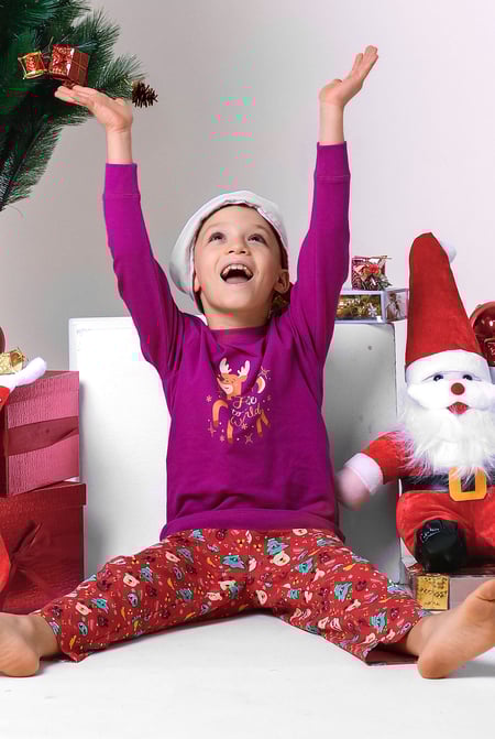 Boys Red Christmas Fun Print Trouser (3yrs-9yrs)