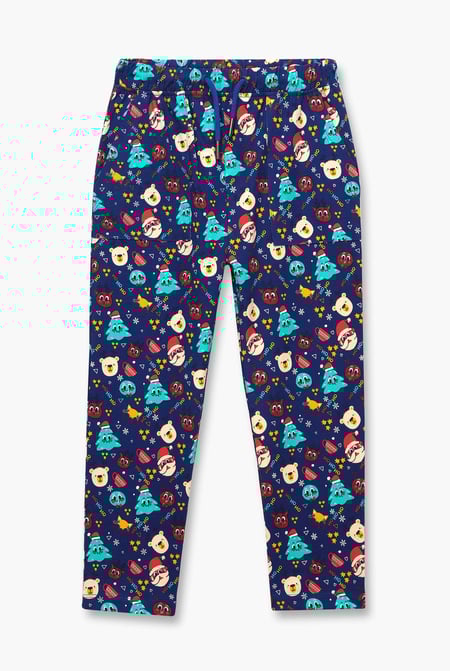 Boys Blue Christmas Fun Print Trouser (3yrs-9yrs)