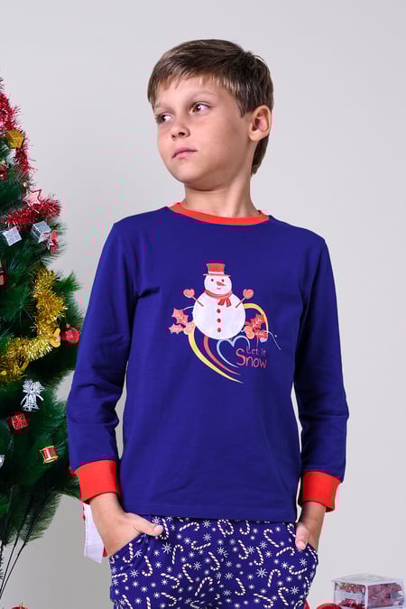 Boys Red Snowman Applique T-Shirt (12/18mths-7yrs)