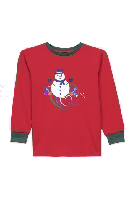 Boys Red Snowman Applique T-Shirt (12/18mths-7yrs)