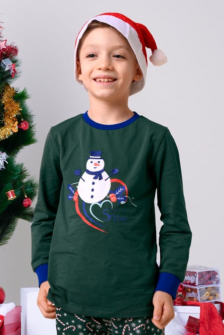 Boys Blue Snowman Applique T-Shirt (12/18mths-7yrs)