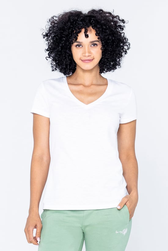 V-Neck Short Sleeve Slub T-Shirt