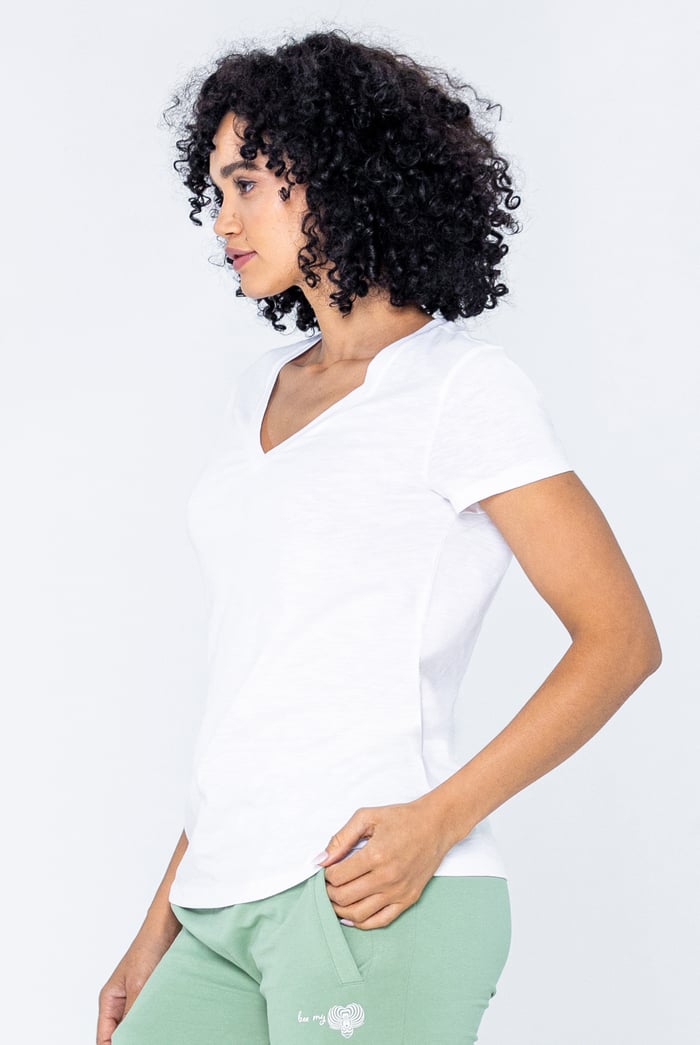 V-Neck Short Sleeve Slub T-Shirt